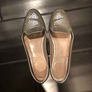 JCrew silver perforated leather flats